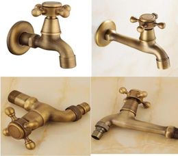 Antique Laundry Faucet Long Spout Solid Brass Washing Machine Taps Copper Retro Classic Wall Mounted Mop Pool Faucet5794566