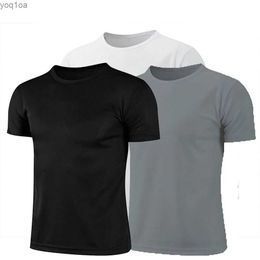 Men's T-Shirts 2024 New Men Solid Colour T-shirt men Sporting Casual Tee Shirt Male Gym Running Black Quick dry T-shirt Fitness SportsL2404