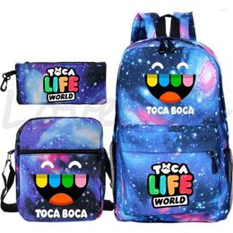 Backpack Toca Life World Schoolbag 3pcs Set Kids Children Cartoon Rucksack Boy Girl School Students Back To Gift