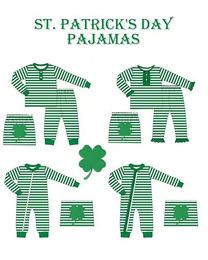 The stylish St. Parker Collection Boys and girls collection Pyjama sets with green stripes lucky four-leaf clovers 240418