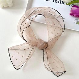 Choker Polka Dot Neck Scarf For Women Korean Style Organza Silk Scarves Transparent Chiffon Shawl Tie Hair Band Headband Hand Kerchief