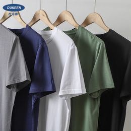 Dukeen Summer Thin Silk Mens Workwear Short sleeved Casual Soft Fitness Top Pure Cotton Ultra Fine Tshirt 240422