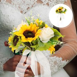 Decorative Flowers Decoration Fake Office Decorations Sunflowers Artificial Decorate Bouquet Plastictextured Adorn Faux Wedding