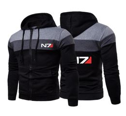 Men039s Hoodies Sweatshirts Game Mass Effect N7 Printed Spring Autumn Men Casual Long Sleeve ThreeColor Stitching Hooded Swe3898766