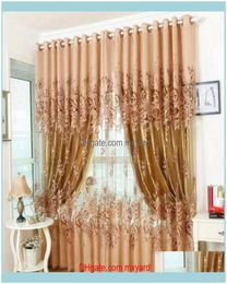 Drapes Deco El Supplies Home Garden1 Pcs Curtain Luxurious Upscale Jacquard Yarn Peony Pattern Voile Door Window Curtains Living2036436