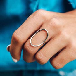 Cluster Rings Huitan Minimalist Oval Shaped Finger For Women 3 Metal Colours Daily Wear Hip Hop Girls Fashion Versatile Jewellery