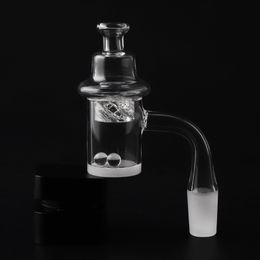 Premium Opaque Thick Quartz Banger with 6mm Terp Pearls and Colourful GlassSpinning Carb Cap for Dab Rigs Water Pipes