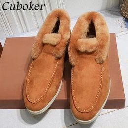Casual Shoes Brand Designer Women Snow Boots Kid Suede Round Toe With Fur Slip On Female Flat Causal Winter Outside Runway
