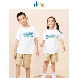 Tees Hnne 2022 Summer New 100% Cotton Health Tshirt Kids Unisex Boys Girls Letter Print Tops Comfortable Soft Childrens Tees Hk21053