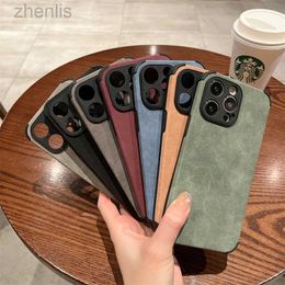 Cell Phone Cases Luxury Matte Soft Leather Case For iPhone 15 14 Plus 13 12 Mini 11 Pro Max Shockproof Silicone Shell X XR 7 8Plus SE Back Cover d240424