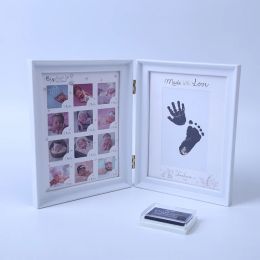Frames Newborns 12 Months DIY Photo Frame Baby 1 Year Souvenir Handprint Footprint Inkpad Frame Keepsake Hands Casting Kit Accessories