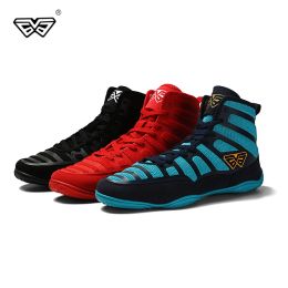 Shoes New Men Professional Boxing Wrestling Shoes Rubber Outsole Breathable Combat Sneakers Laceup Training Fighting Boots