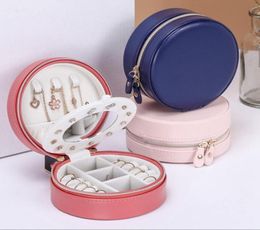 Portable Round Jewellery Box Travel Zipper PU Leather Jewellery Display Box Storage Bag Gift Earring Storage Suitcase for Home1147250