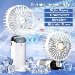 Other Appliances Handheld mini fan foldable portable neck hanging fan 5-speed USB charging fan with phone holder and monitor J2404