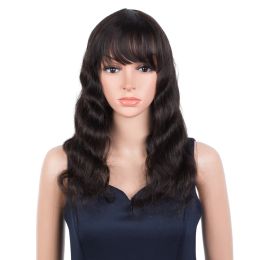 Wigs Trueme Boby Wave Human Hair Wigs With Bangs Brazilian Ombre Blonde Human Hair Wig Coloured Orange Bule Hight Light Full Wig