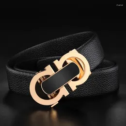 Belts 2024 Leather Belt Men's Casual Business Automatic Checkoff Waistband Jeans Luxury Designer Brand