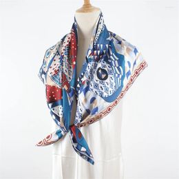 Scarves Womens Pure Silk Scarf Neckerchief Fashion Printed Large Square Shawl Cape 88x88cm