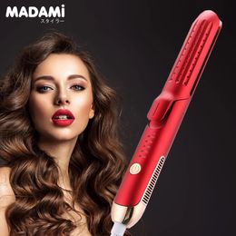 2 In 1 Curling Irons Tourmaline Ceramic Plate Fast Heating Flat Iron with Cooling Wind Hair Curler Dual Voltage For Home Travel 240423