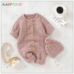 Sweaters Auntumn Winter Baby Sweater Knit Casual Warm Casual Newborn Pullover Clothing Cap Boy Girls Infant Jumpsuit Winter Baby Outfits