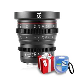 Filters Meike 16mm T2.2 Manual Focus Aspherical Portrait Cine Lens for Olympus Panasonic Lumix Micro Four Thirds (mft, M4/3) Mount