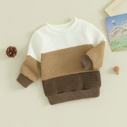 Sweaters Baby Girls Boys Knitted Sweater Autumn Children Clothes Contrast Colour Long Sleeve Casual Knitwear Pullover Winter Sweatshirt