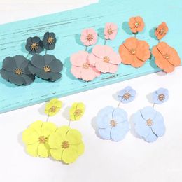 Stud Earrings 2024 Cute Spring Summer Colour Spray Paint Small Large Flower For Women