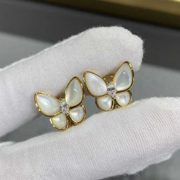 العلامة التجارية Van Bai Bei Butterfly أقراط مطلية بنسبة 18 قيراطًا لضوء الذهب الوردي للنساء المجوهرات