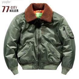 Men's Jackets Mens Air Force Ma1 Pilot Jacket Detachable Fur Collar Thickened Hot Park Mens Outdoor Military Tactical Top Ropa HombreL2404