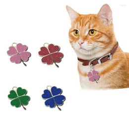 Dog Apparel Four-leaf Clover ID Tag Fashion Pet Pendant Decor Lucky Jewelry Glitter Kitten Collar Accessory Charm Puppy Necklace