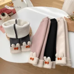 Pants Baby Girl Fleece Inside Pant Infant Toddler Child Middle Waist Warm Trouser Casual Cotton Cartoon Bottom Baby Clothes 12M7Y