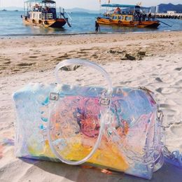 Fashion designer bag single shoulder handbag Colorful transparent travel bag new womens leisure fitness luggage chaoku portable laser beach bag