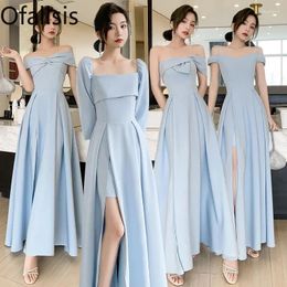 Party Dresses Ofallsis Blue Slash Neck Wedding Bridesmaid Dress 2024 Spring Fairy Gentle Temperament Sisters Group Long