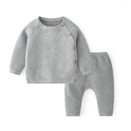 Clothing Sets Cute Cotton Born Baby Boys Girls Knitted Sweater Top With Pants Toddler Birthday Casual Long Sleeve Clothes Set Outfits