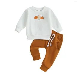 Clothing Sets Kids Outfit Soft Cotton Warm Crewneck Long Sleeve Round Neck Letter Halloween Sweatshirt Set For Boys Or Girls Girl Clothe