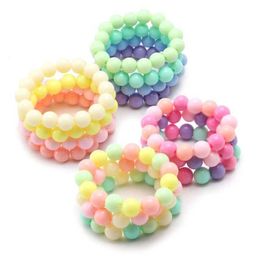 Beaded 10Pcs/Set Children Girls Charm Bracelet Kids Cute Mini Colourful Pearl Bead Elastic Bracelets Toys Jewellery Wristbands Party Decor 240423