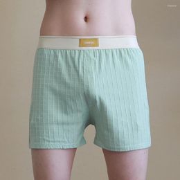 Underpants Men Cotton Skin-friendly Boxer Briefs Solid Colour Breathable Panties Middle Waist Loose Underwear Casual Homewear