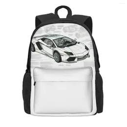 Backpack Luxury Sports Car Drawings Sketch Style Trekking Backpacks Women Pretty School Bags High Quality Large Rucksack