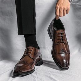 Casual Shoes Men's British Black Business Formal Wear Derby Leather Brown Wedding Oxford Banquet Dress