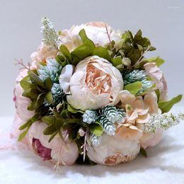 Decorative Flowers Wedding Bouquet Bridal Bouquets Artificial Silk Peony Bridesmaids Bride Buque De Noiva