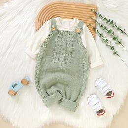 One-Pieces Infant Boys Girls Sleeveless Rompers Clothes 018m Newborn Babies Solid Colour Knitted Jumpsuits Outfit Spring Fall Children Wear