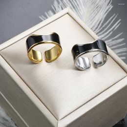 Cluster Rings Korean Drop Glaze Couple Ring Irregular Geometry 8mm Wide Opening Men Propose Finger Jewellery Valentine's Day Christmas Gift