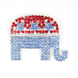 Pins Brooches 10 Pcs/Lot Custom American Flag Brooch Blue And Red Rhinestone Elephant Shape 4Th Of Jy Usa Patriotic Pins For Gift/D Dhfsh