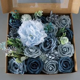 Decorative Flowers Artificial Rose Boxed Flower Wedding Birthday European Valentine's Day Gift DIY Bridal Bouquet Mother Pography Props