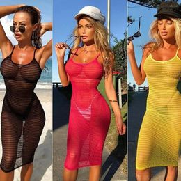 Women Sexy Crochet Mesh Swimwear Beach Dress Bikini Cover Up Summer Bathing Suit See-through One Piece Swimming Costume