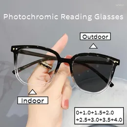 Sunglasses Retro Square Pochromic For Women Men Outdoor Colour Changing Reading Glasses Oversized Far Sight Presbyopia