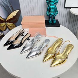 Shoes, High Bow Sandals, Spring New Square Toe, Shiny Surface, Slim Heels, Fashionable Back Strap Women's Shoes
