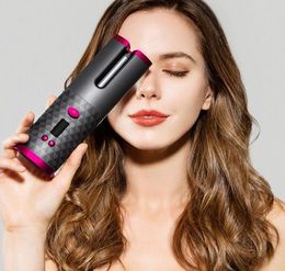 Cordless Automatic Hair Curler iron wireless Curling Iron USB Rechargeable Air Curler for Curls Waves LCD Display Ceramic Curly9512165