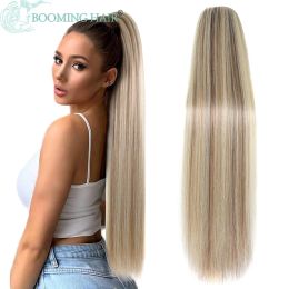 Ponytails Long Straight Ponytail 32inch Synthetic Hair Fibre HeatResistant Drawstring Ponytail Clip in Fake Hair Long Smooth Pony Tail