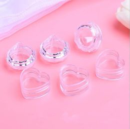Bottles 50Pcs/lot Empty Clear Plastic Heart Diamond Shape Cream Pot Jar Boxes Cosmetic Case Transparent Makeup Container