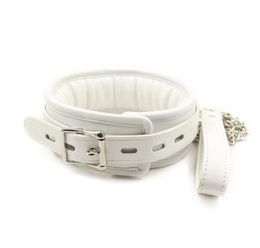 White Pu Leather Neck Collar Soft Pads Necklace Harness Roleplay Neck Bondage Restraint For Couple Adults Game Sex Flirt Toys q057982172